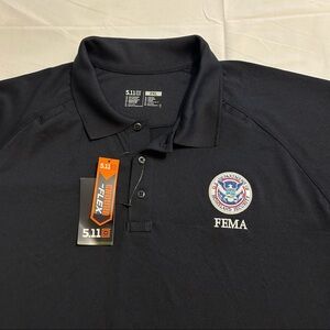 NWT 5.11 Tactical US Homeland Security FEMA Blue Long Sleeve 2XL Polo Shirt